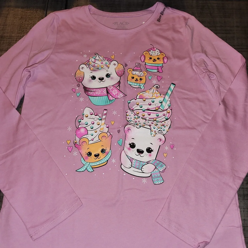 NWT The Children's Place Pink Long Sleeve Tee with Cute Animal Graphic